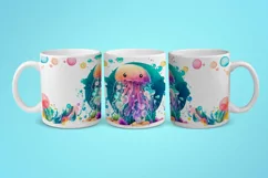 Sublimation mug design cute jellyfish, PNG file Product Image 2