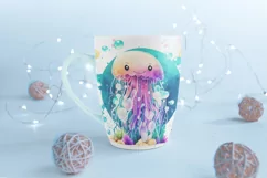 Sublimation mug design cute jellyfish, PNG file Product Image 3