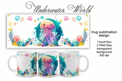 Sublimation mug design cute jellyfish, PNG file Product Image 1