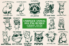 Unhinged Animal SVG Bundle | Sarcastic Mental Health Quotes Product Image 1