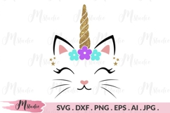 Cute Caticorn Face SVG Clipart Product Image 1