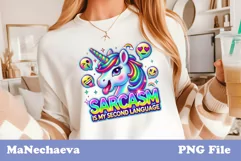 Sarcasm Unicorn Sublimation PNG | Funny T-Shirt Design Product Image 2