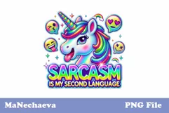 Sarcasm Unicorn Sublimation PNG | Funny T-Shirt Design Product Image 1