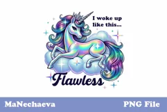 Flawless Unicorn Sublimation PNG | Funny T-Shirt Design Product Image 1