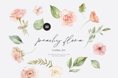 Peachy Flora Watercolor Collection, Summer Floral Clipart Product Image 1