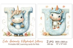 Cute Unicorn, Animal Alphabet Letters, ABC Printable cards Product Image 1