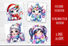 Funny unicorn Square Coaster Sublimation | unicorn christmas Product Image 1