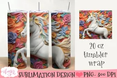 Unicorn 3D tumbler wrap PNG for sublimation Product Image 1