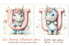 Cute Unicorn, Animal Alphabet Letters, ABC Printable cards Product Image 1