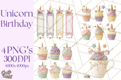 Unicorn Birthday Party Clipart, Magical Celebration Png Product Image 1