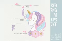Unicorn Birth Stats SVG | baby boys announcement download Product Image 1