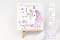 Unicorn Birth Stats SVG | baby boys announcement download Product Image 2