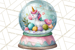 Christmas Unicorn Clipart, Cute Watercolor Unicorns PNG Product Image 4