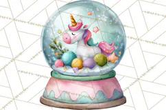 Christmas Unicorn Clipart, Cute Watercolor Unicorns PNG Product Image 4