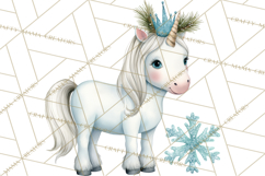Christmas Unicorn Clipart, Cute Watercolor Unicorns PNG Product Image 4