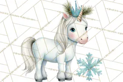 Christmas Unicorn Clipart, Cute Watercolor Unicorns PNG Product Image 4
