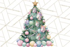 Christmas Unicorn Clipart, Cute Watercolor Unicorns PNG Product Image 2
