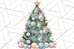 Christmas Unicorn Clipart, Cute Watercolor Unicorns PNG Product Image 2