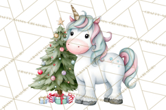 Christmas Unicorn Clipart, Cute Watercolor Unicorns PNG Product Image 5