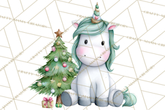 Christmas Unicorn Clipart, Cute Watercolor Unicorns PNG Product Image 2