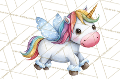 Christmas Unicorn Clipart, Cute Watercolor Unicorns PNG Product Image 5