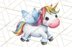 Christmas Unicorn Clipart, Cute Watercolor Unicorns PNG Product Image 5