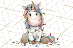Christmas Unicorn Clipart, Cute Watercolor Unicorns PNG Product Image 4