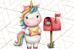 Christmas Unicorn Clipart, Cute Watercolor Unicorns PNG Product Image 5