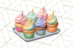 Christmas Unicorn Clipart, Cute Watercolor Unicorns PNG Product Image 3