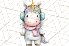 Christmas Unicorn Clipart, Cute Watercolor Unicorns PNG Product Image 2