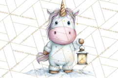 Christmas Unicorn Clipart, Cute Watercolor Unicorns PNG Product Image 3