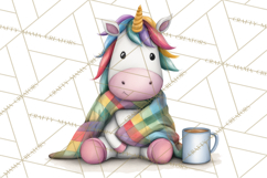 Christmas Unicorn Clipart, Cute Watercolor Unicorns PNG Product Image 5