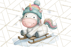 Christmas Unicorn Clipart, Cute Watercolor Unicorns PNG Product Image 3