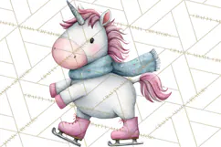 Christmas Unicorn Clipart, Cute Watercolor Unicorns PNG Product Image 4