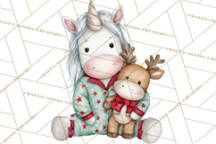 Christmas Unicorn Clipart, Cute Watercolor Unicorns PNG Product Image 5