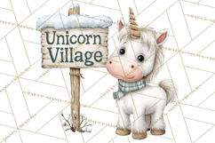 Christmas Unicorn Clipart, Cute Watercolor Unicorns PNG Product Image 2