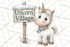 Christmas Unicorn Clipart, Cute Watercolor Unicorns PNG Product Image 2