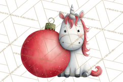 Christmas Unicorn Clipart, Cute Watercolor Unicorns PNG Product Image 3