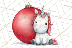 Christmas Unicorn Clipart, Cute Watercolor Unicorns PNG Product Image 4
