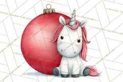 Christmas Unicorn Clipart, Cute Watercolor Unicorns PNG Product Image 4