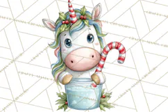 Christmas Unicorn Clipart, Cute Watercolor Unicorns PNG Product Image 5