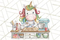 Christmas Unicorn Clipart, Cute Watercolor Unicorns PNG Product Image 2