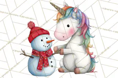Christmas Unicorn Clipart, Cute Watercolor Unicorns PNG Product Image 4
