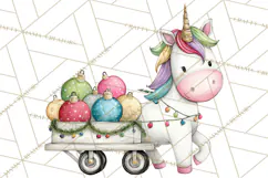 Christmas Unicorn Clipart, Cute Watercolor Unicorns PNG Product Image 5