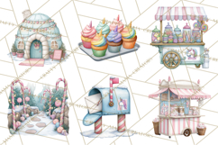 Christmas Unicorn Clipart, Cute Watercolor Unicorns PNG Product Image 5