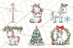 Christmas Unicorn Clipart, Cute Watercolor Unicorns PNG Product Image 6