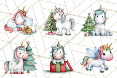 Christmas Unicorn Clipart, Cute Watercolor Unicorns PNG Product Image 7