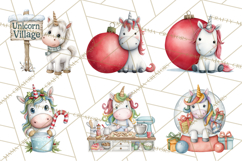 Christmas Unicorn Clipart, Cute Watercolor Unicorns PNG Product Image 3