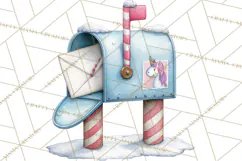 Christmas Unicorn Clipart, Cute Watercolor Unicorns PNG Product Image 2