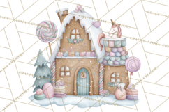Christmas Unicorn Clipart, Cute Watercolor Unicorns PNG Product Image 4